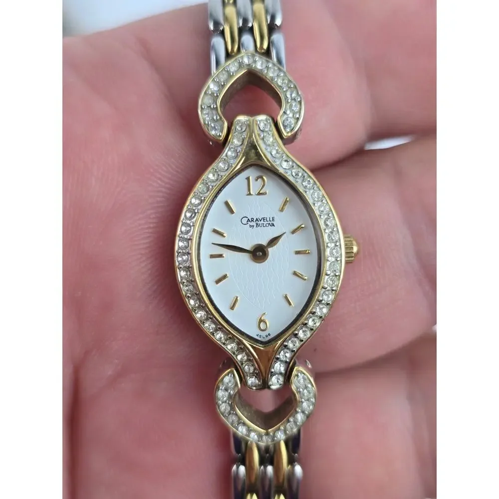 Caravelle by Bulova Women's Two Tone Stainless Steel Crystal Bezel Watch - Runs